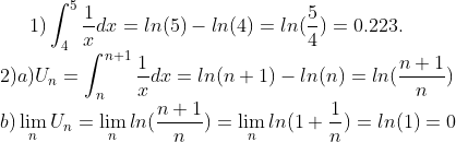 suites Gif.latex?1)\int_{4}^{5}\frac{1}{x}dx=ln(5)-ln(4)=ln(\frac{5}{4})=0.223